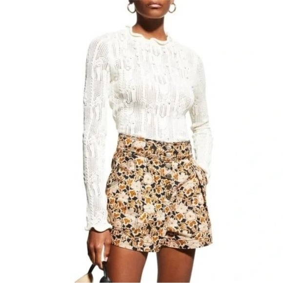 Ulla Johnson Celeste Pointelle Pullover Knit Cream Popcorn Sweater Size XS Petit - Picture 6 of 17